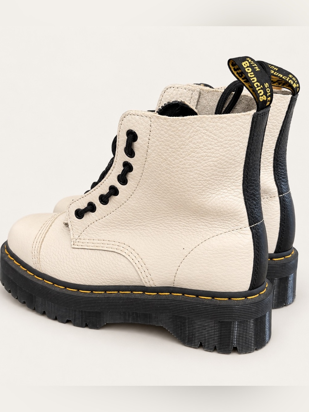 Dr. Martens Cream Lace-Up Platform Boots - Picture 3 of 6
